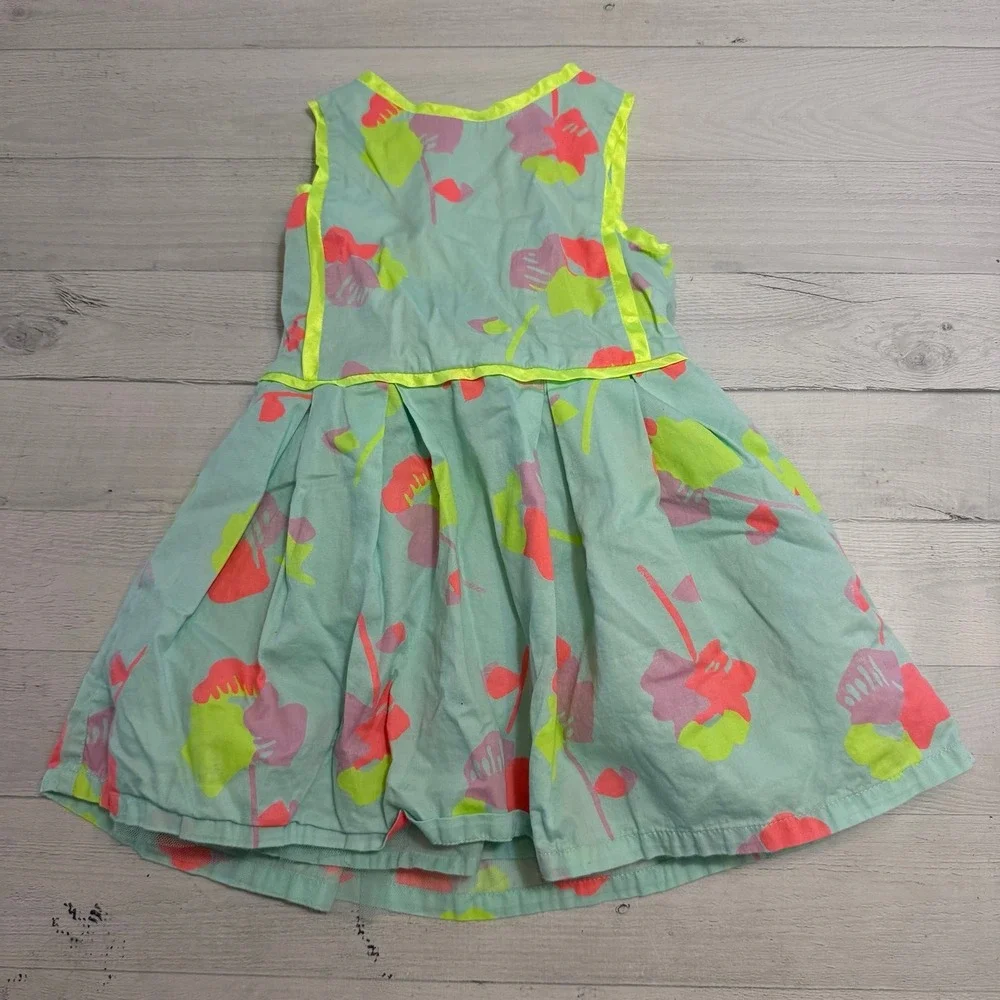 Cat and Jack girls bright aqua pink yellow‎ sleeveless dress 3T